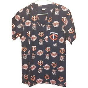 Minnesota Twins MLB Baseball Print Scrub Top Shirt Uniform nursing unisex #43C